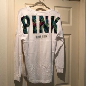 PINK oversized long sleeve shirt